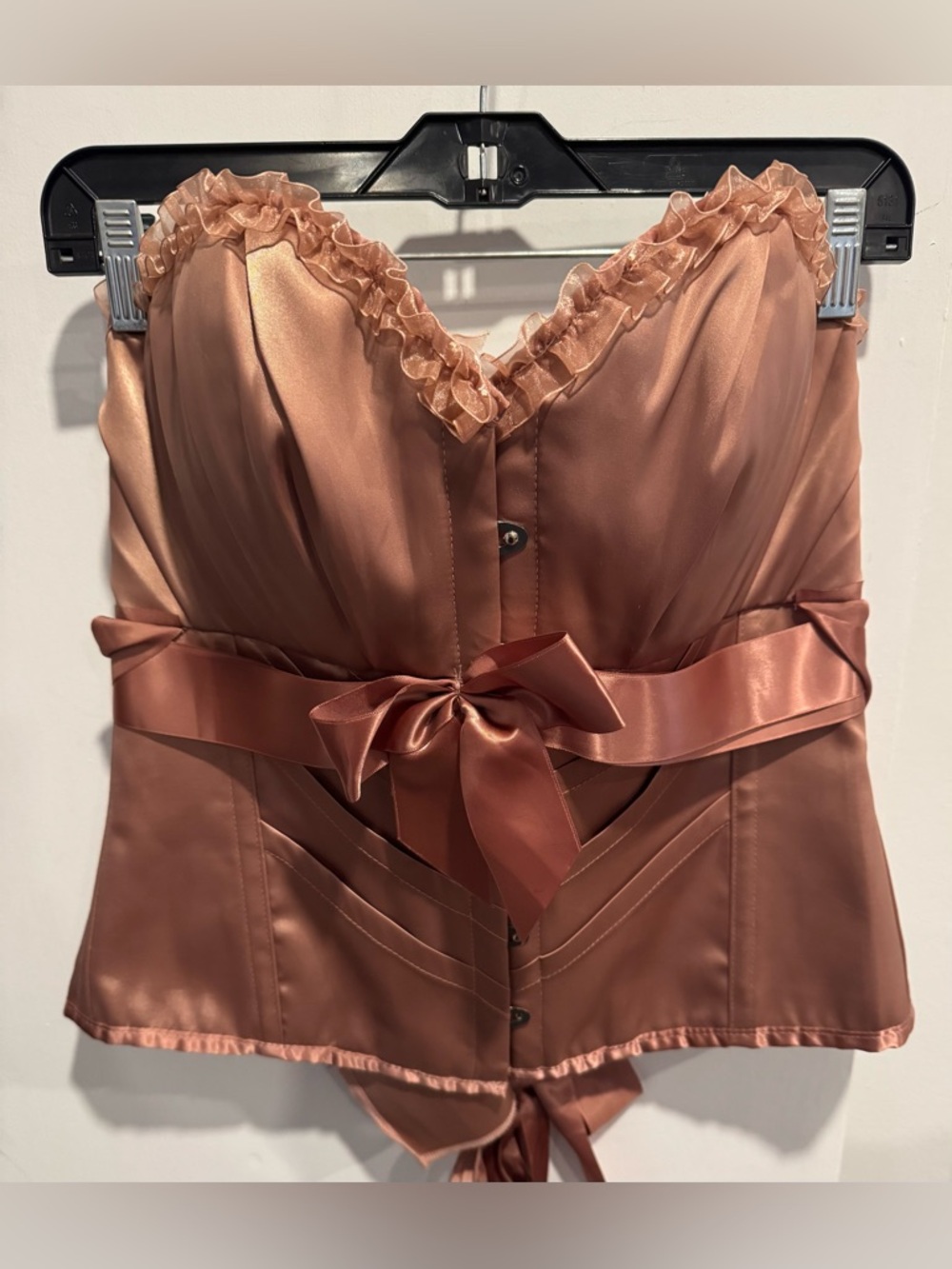 Corset Story Rose Gold Overbust Ribbon Corset pink blush ribbon goth UK 18/ US14